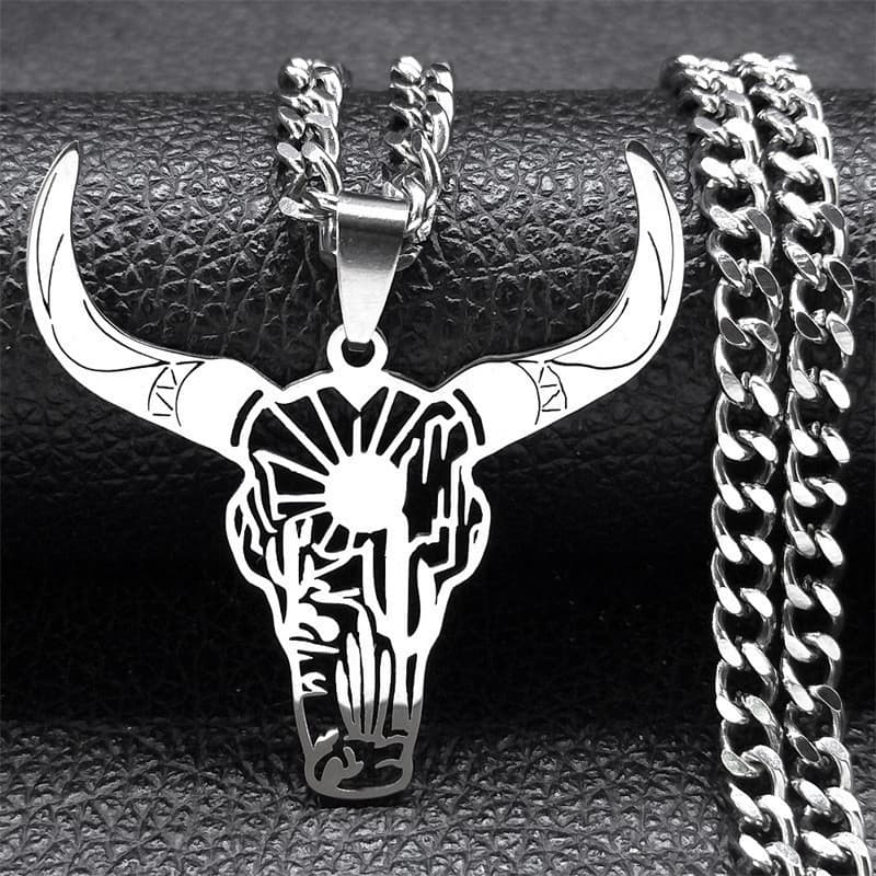 Colar De cowboy animal Da Moda Touro De Aço Inoxidável Para Homens