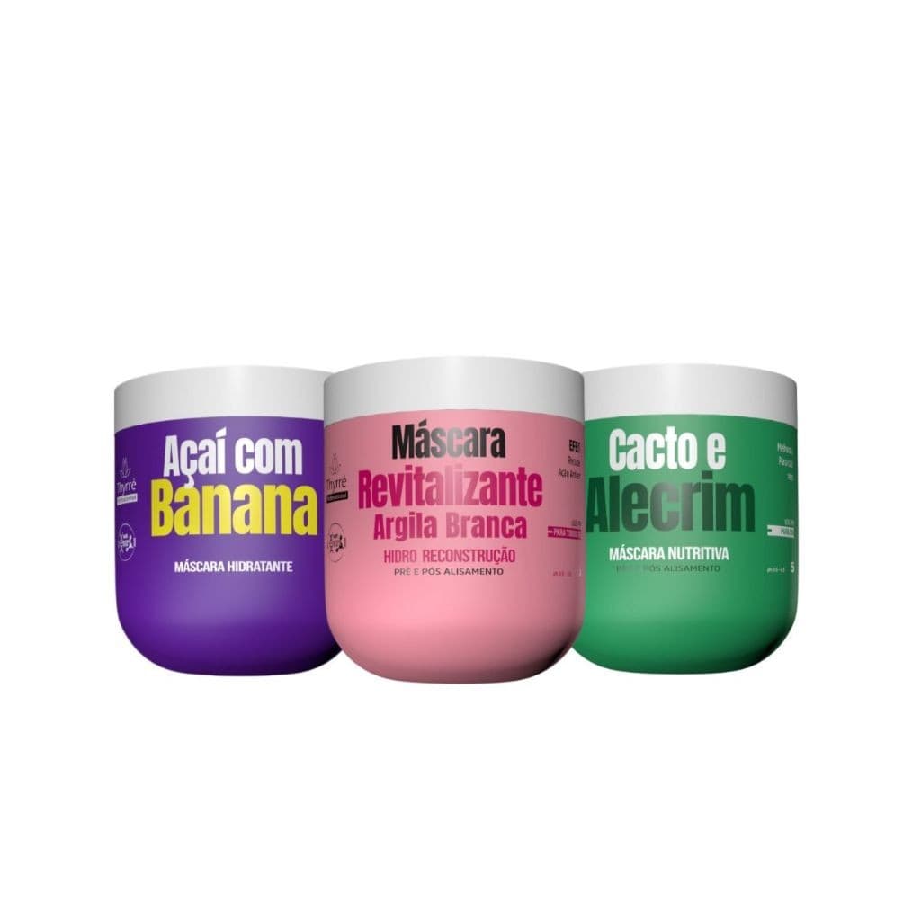 Cronograma Mascaras Revitalizante, Cacto Alecrim e Açai c/ Banana Tratamento Thyrre Cosmetics