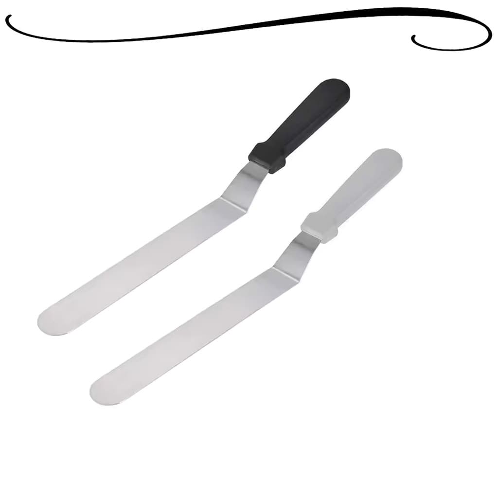 Espátula Gourmet de Confeitar Angular Lâmina Inox e Com Cabo de Plástico Confeitaria Cozinha Decorar Bolos 32cm
