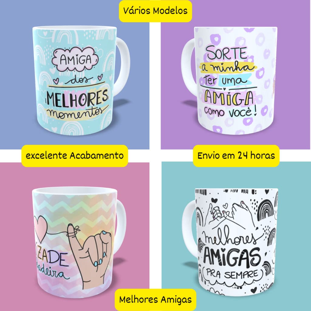 Caneca Miga, Amigas, Melhores Amigas, Best! Envio em 24 horas! Promoção Exclusiva!