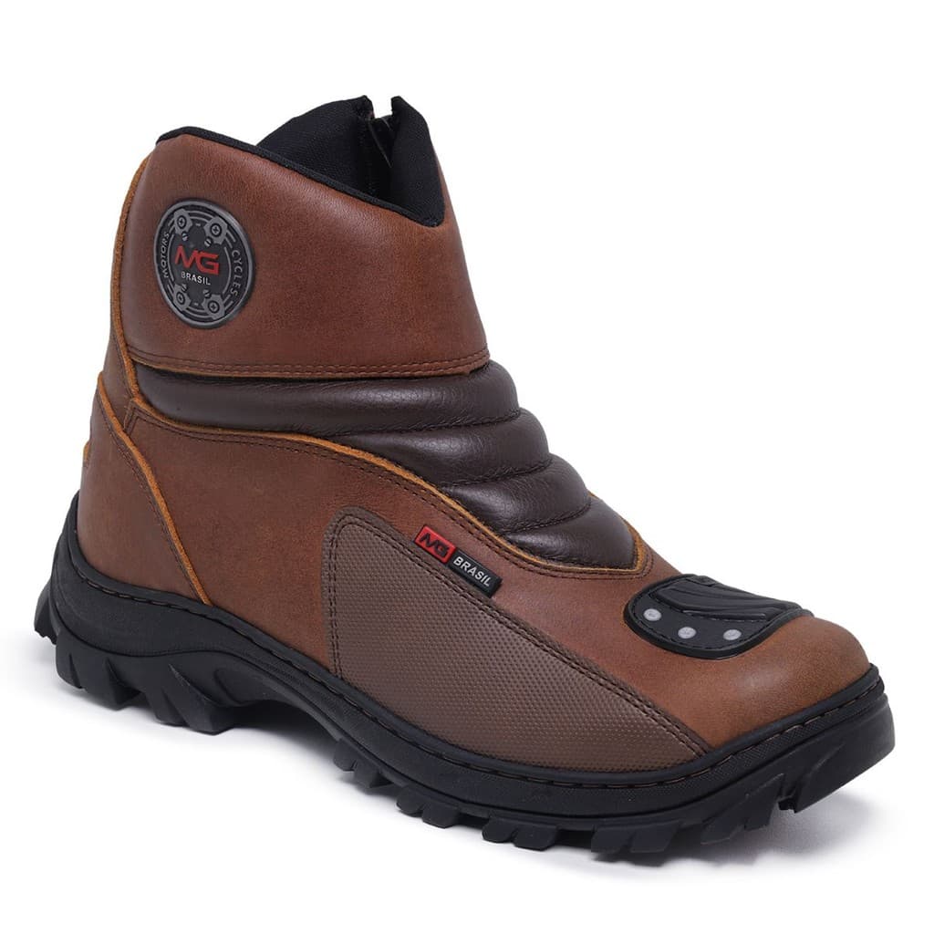 Bota Masculina Motociclista Couro Coturno Adventure Trabalho