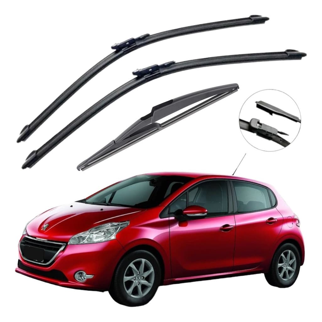 Kit Palhetas Limpador de Para-brisa Silicone Peugeot 208 2012 a 2024 Soft Flex