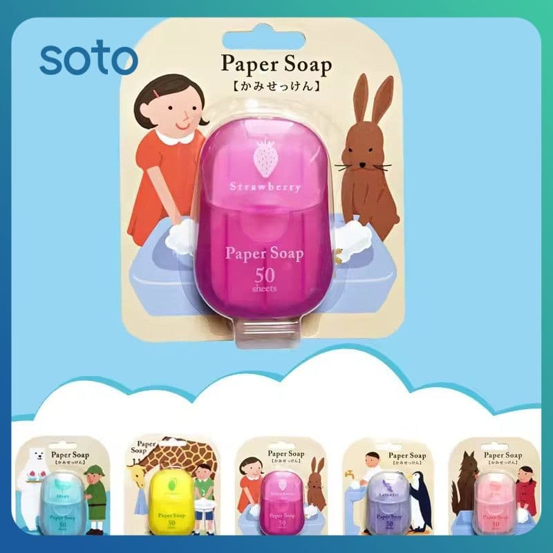 SOTO 50 Unidades/caixa Sabonete Em Papel Portátil Para Viagem Sabonete Para Lavar As Mãos Banho Limpo Folhas