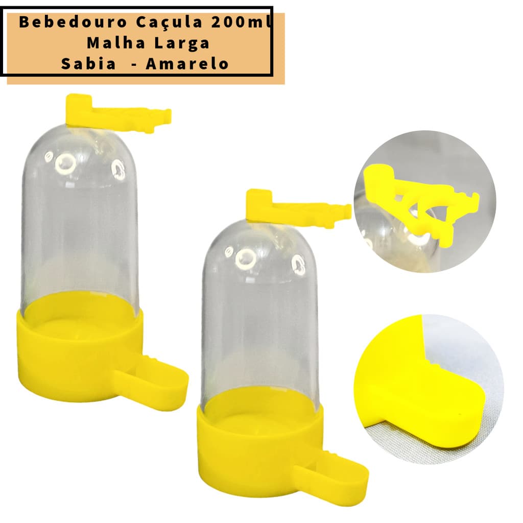 2 Bebedouros Automatico 270ml Sabia Malha Larga - Gaiolas Viveiros Passaros