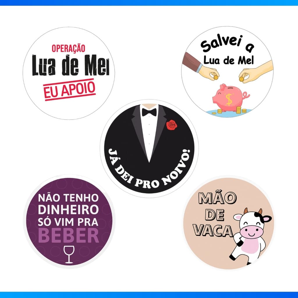 Conjunto de 30 Adesivos Divertidos Para Casamento - PROMOÇÃO