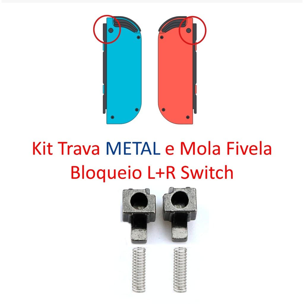Trava Fivela de Bloqueio Metal L + R  Reparo Botão Para Joy Con Nintendo Switch Padrão / OLED