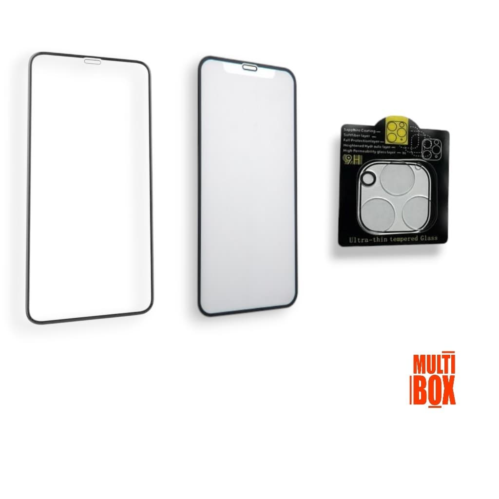 Kit Proteção Tela e Câmera: Película 3D Vidro +  Película Cerâmica Fosca + Película Câmera P/ IPHONE 12 PRO MAX