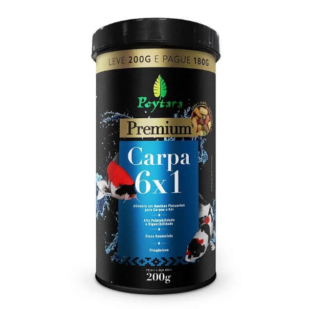 Ração Carpa 6x1 Premium 200g - Poytara