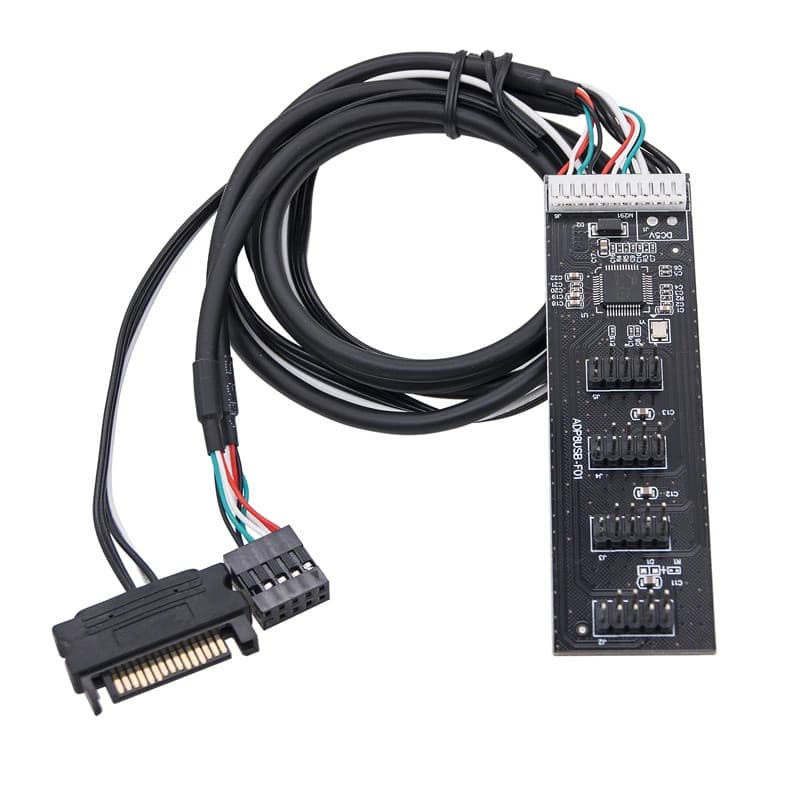 Novo Divisor De 9 Pinos Para 4x9 8 Portas USB2.0 HUB Riser Cartão FE2.1 Chip 60cm Cabo De Extensão Fonte De Alimentação