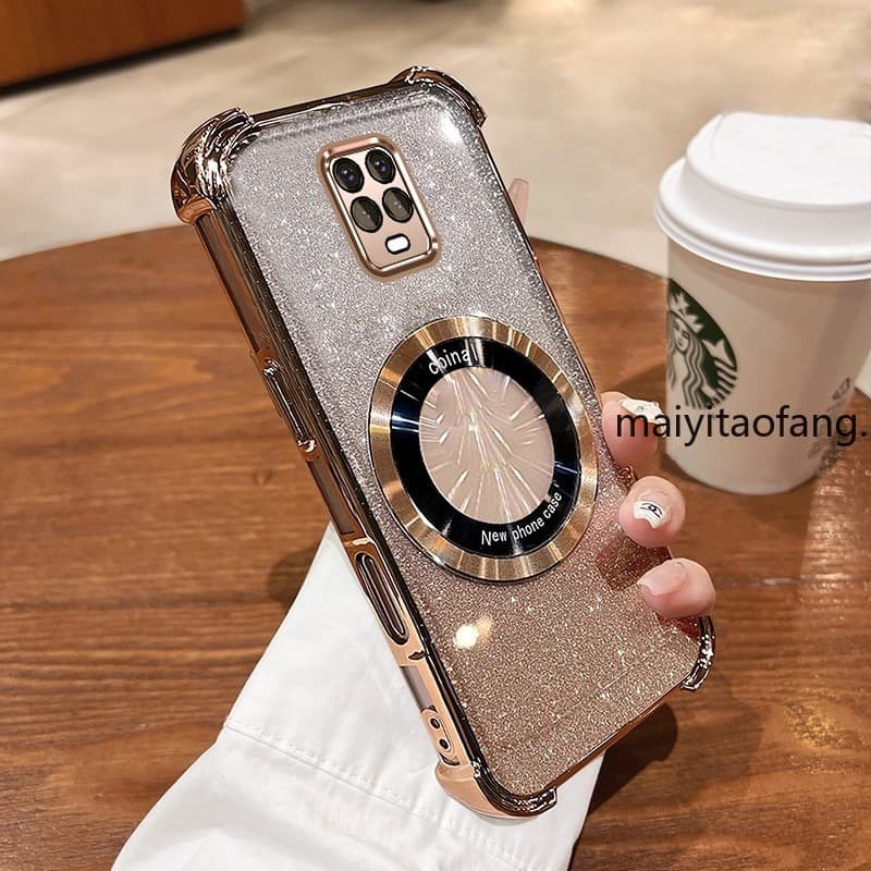 [Nova cor] Capa para Redmi note 9s note 9 Pro Capa de telefone transparente dourada nova cor adesivo magnético capa de S