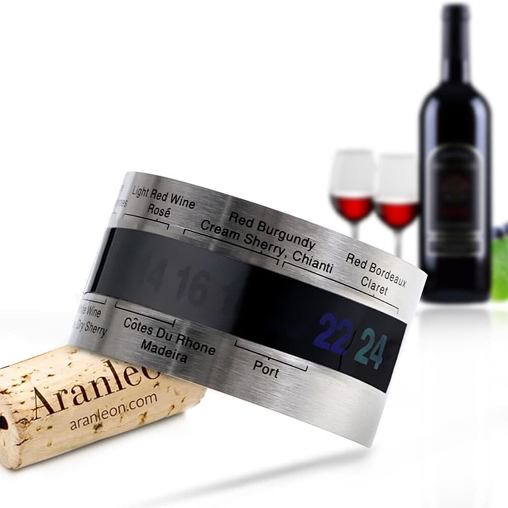 Termômetro Medidor Temperatura Garrafa Vinho Bracelete Inox