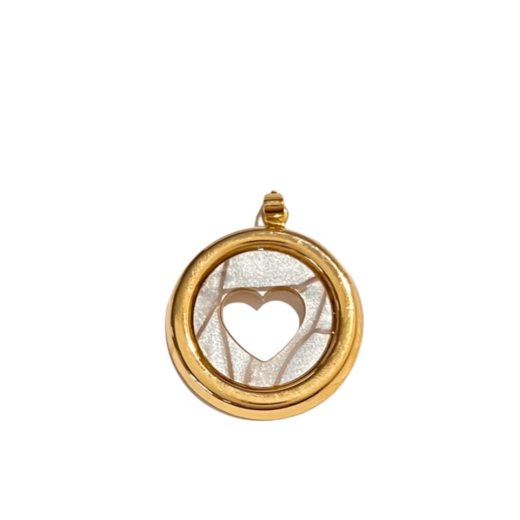 Pingente Coração Vazado Banhado a Ouro 18k Perolado Semijoia Ciela 2,5 cm
