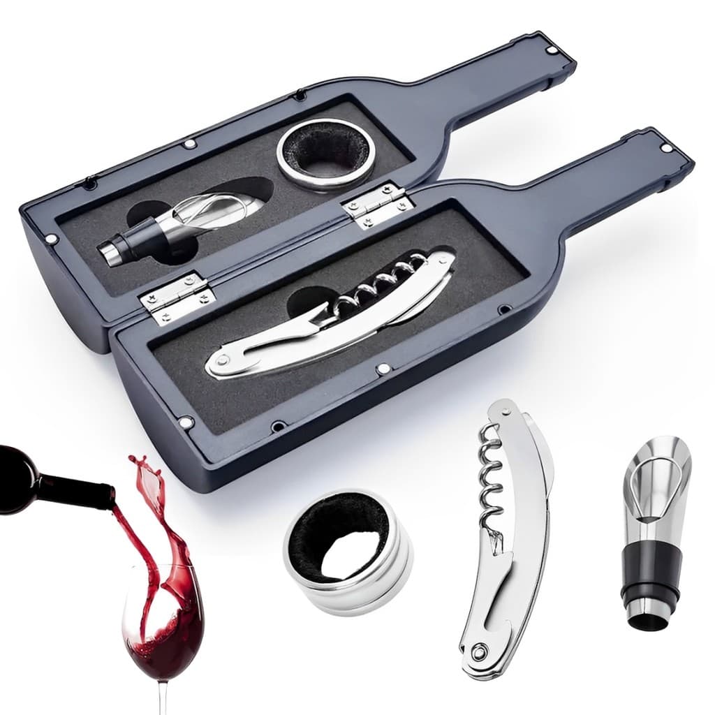 Kit Acessórios Vinho Presente Garrafa Abridor Saca Rolha