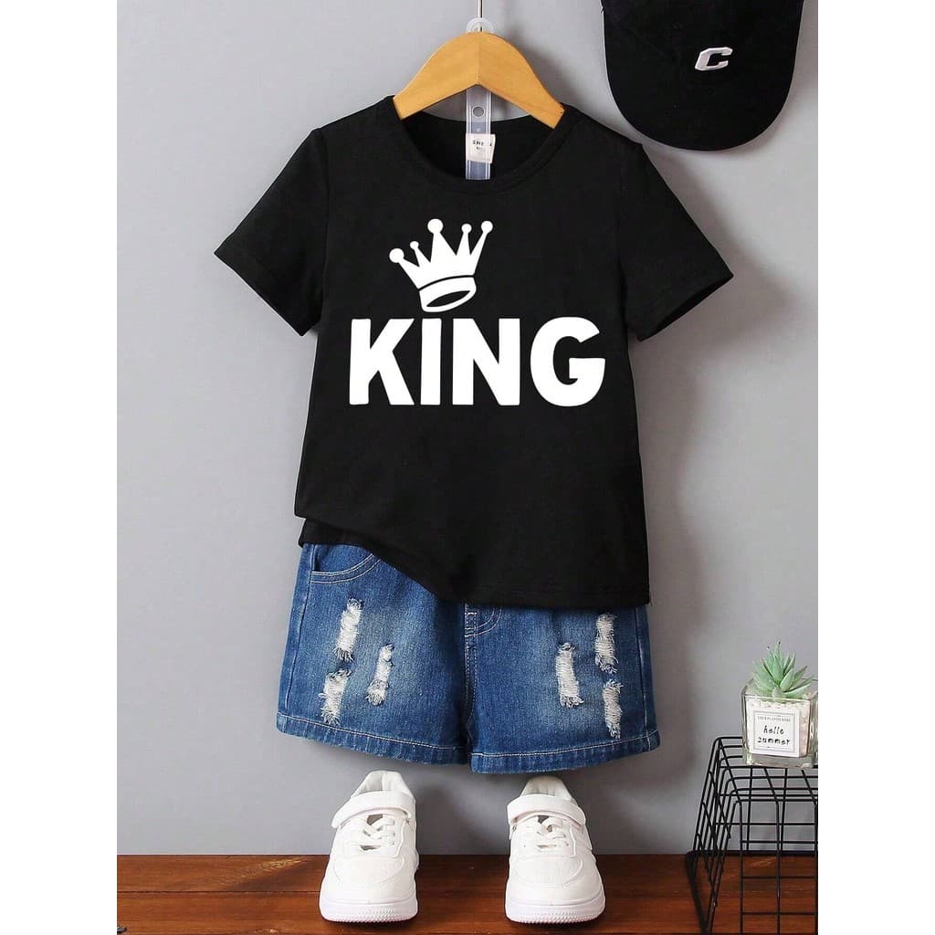 Camiseta infantil menino Estampada KING COROA Blusa 100% algodão