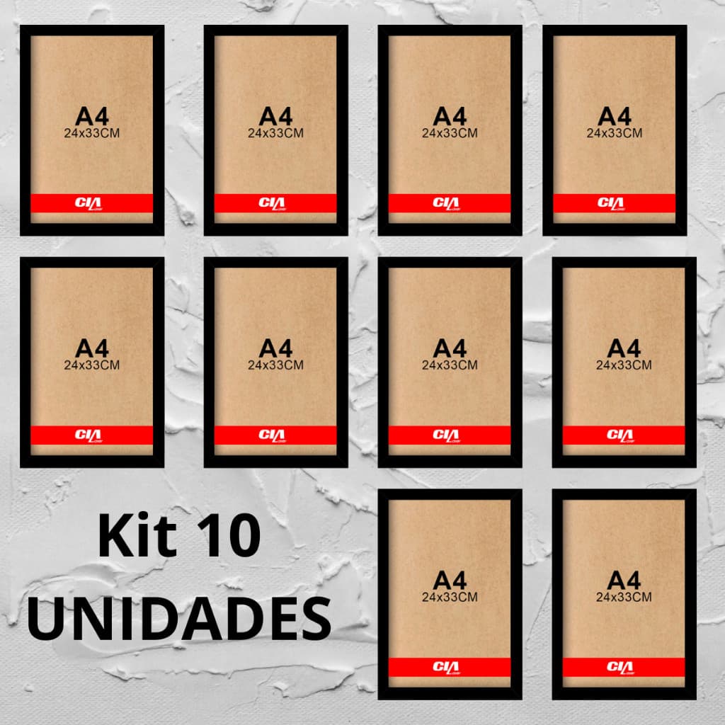 Kit Molduras Marrom Quadros A4 Certificados Acetato 24x33cm Quadro Moldura