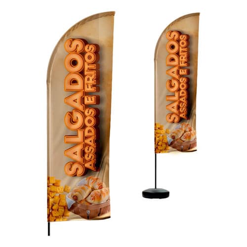 Wind Banner Salgados Assados 2 Mts Dupla Face Apenas Tecido