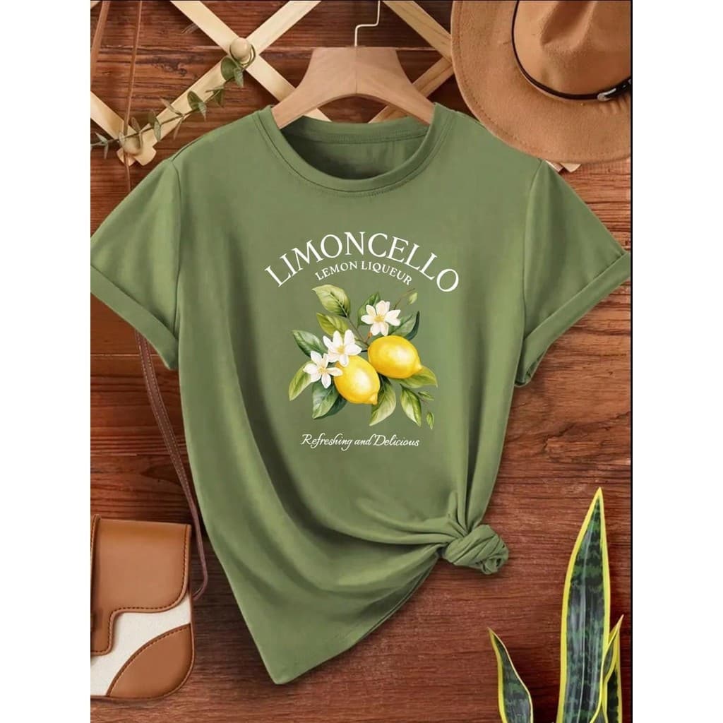 Camiseta Feminina Limoncello Drink Lemon Algodão Estampa Casual T Shirt Conforto Versátil Moderna