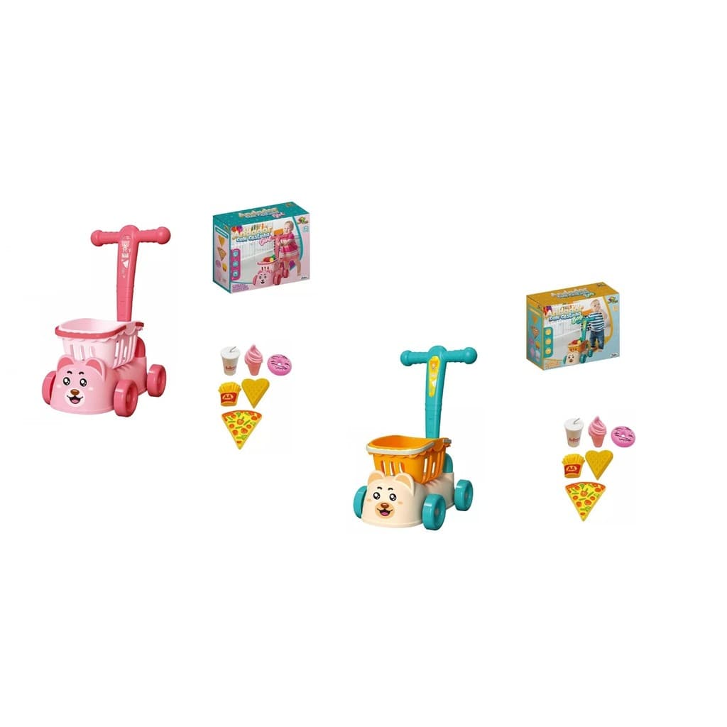 Andador Empurrador C/ Cesta Acessórios Infantil Rosa Amarelo