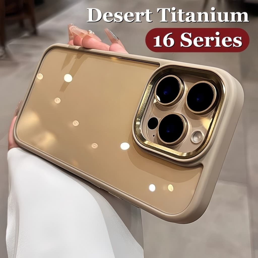 Deserto Titânio Lente De Metal Transparente Caso Telefone Para IPhone 16 Pro Max 17 14 15 Claro Invólucro Silicone À Pro