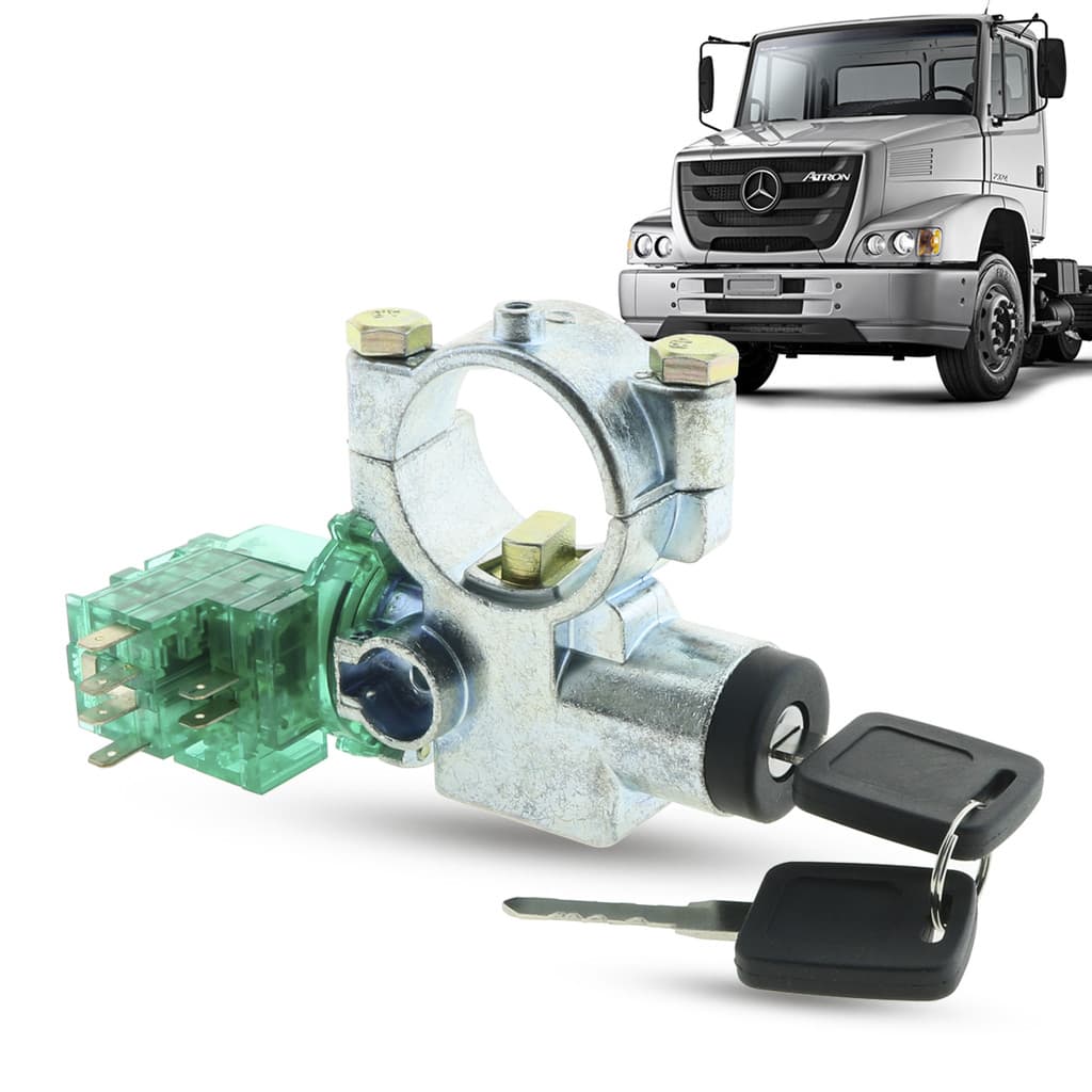 Trava de Direção Com Cilindro Com Comutador Caminhão Mercedes Atron 2011 a 2014 Universal Adaptável Ônibus Caminhão