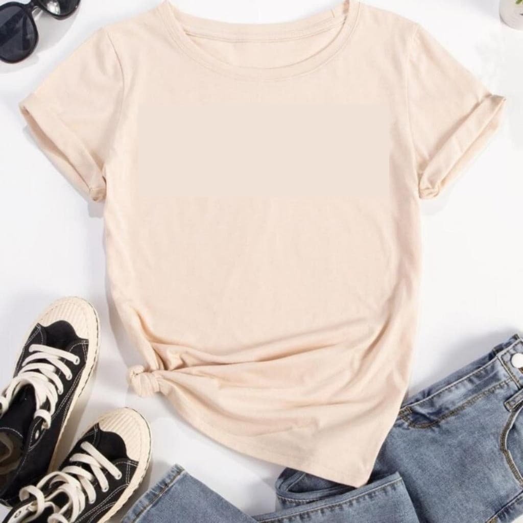 T-Shirt Sem Estampa Feminina Camiseta Básica Gola Redonda 100% Algodão