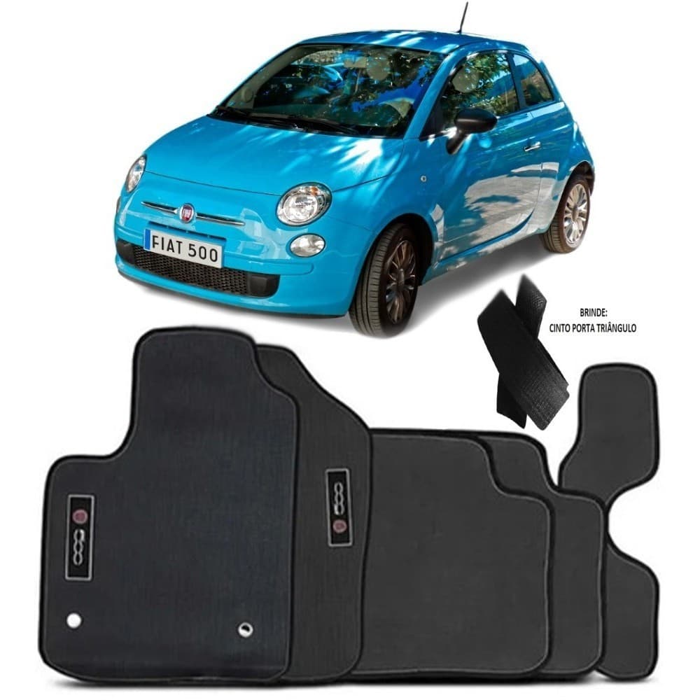Kit de tapetes 4 peças específico Fiat 500 2010 11 ... 13 2014 PVC