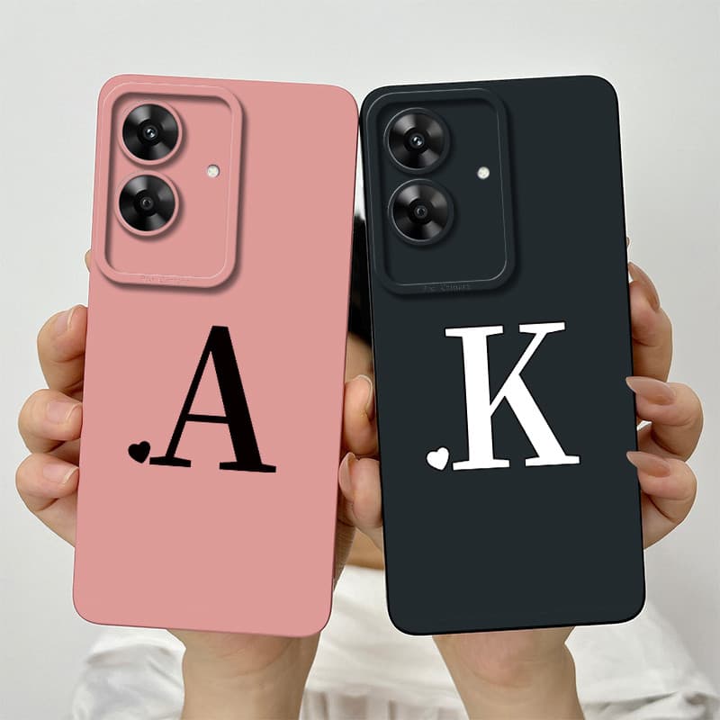 Para Realme Note 60 Letras Iniciais Fofas Lente Protetora À Prova De Choque Caso Note60 4G Capa De Telefone De Silicone