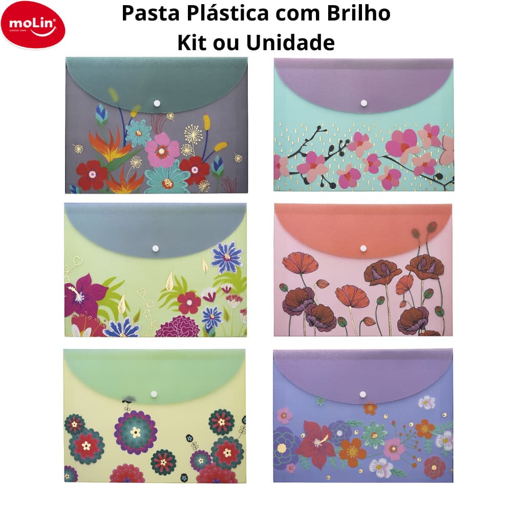 Pasta Plástica Envelope Flowers Select Molin - Horizontal A4