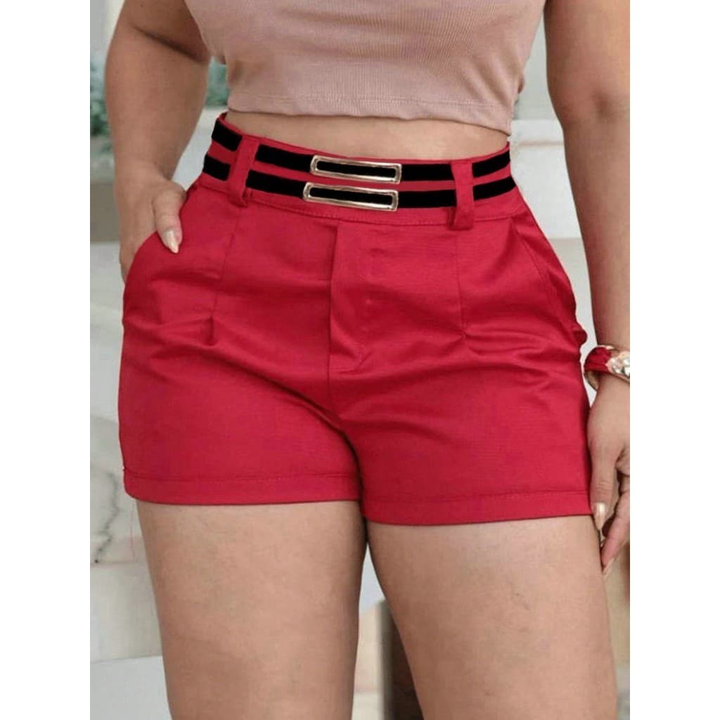 FW Modas Shorts con Cinto de couro tecido de alfaiataria (linhao ) con cinto 2023