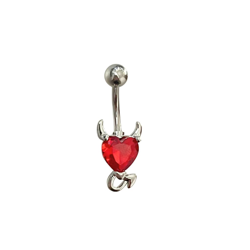 Piercing Umbigo com zircônia vermelha em Coração Coraçãozinho Diabinho Chifrinho Rabinho Chifre Rabo Tridente