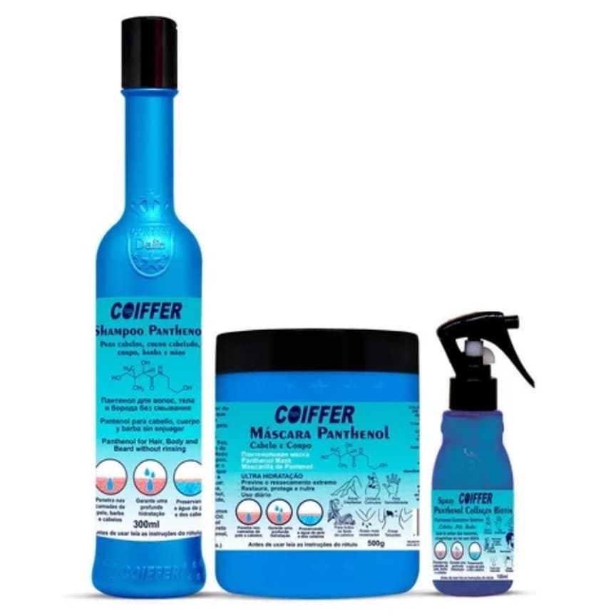 Kit Coiffer Panthenol 3 Produtos: Hidratação Intensa com Banho de Verniz