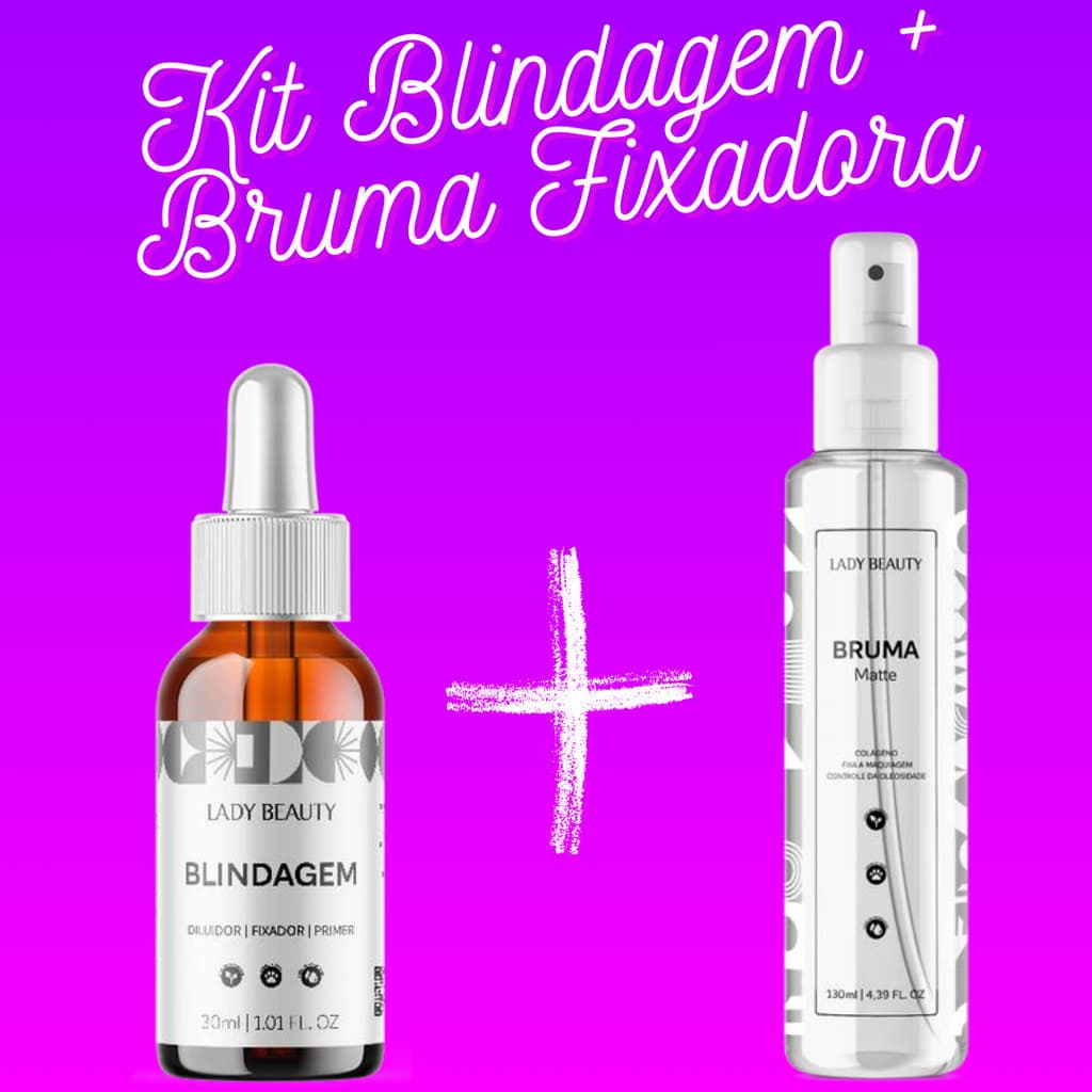 Kit Blindagem Poderosa de Maquiagem + Bruma Matte Fixadora Spray Lady Beauty