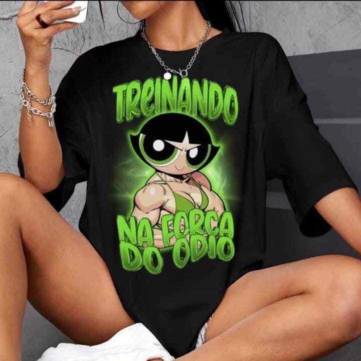 Camisa Feminina Masculina Estampa Docinho Meninas Super Poderosas Treinando Na Força Do Ódio