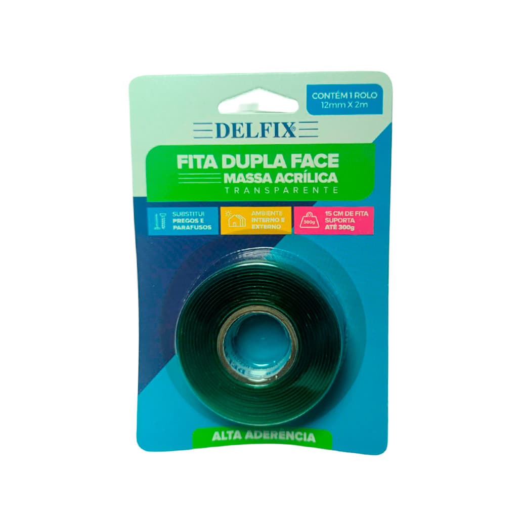 Fita Dupla Face Delfix Alta Aderência 12mmx2m Massa Acrilica