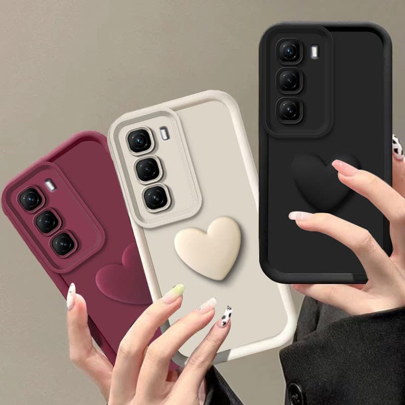 Para Infinix Hot 60i 60 5g/Hot60i Capa De Silicone Macio Luxuosa 3D Amor Coração Telefone 60 Pro Plus Hot60Pro + Pacote