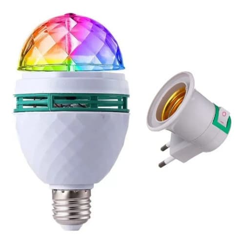 Lâmpada Led Globo Colorida Rotativa Giratória Festa