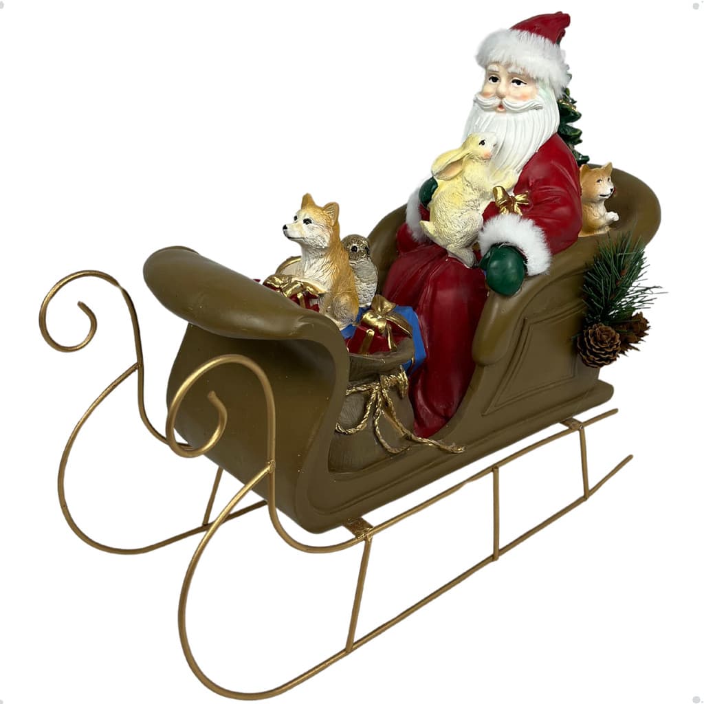 Trenó papai noel 36cm em resina