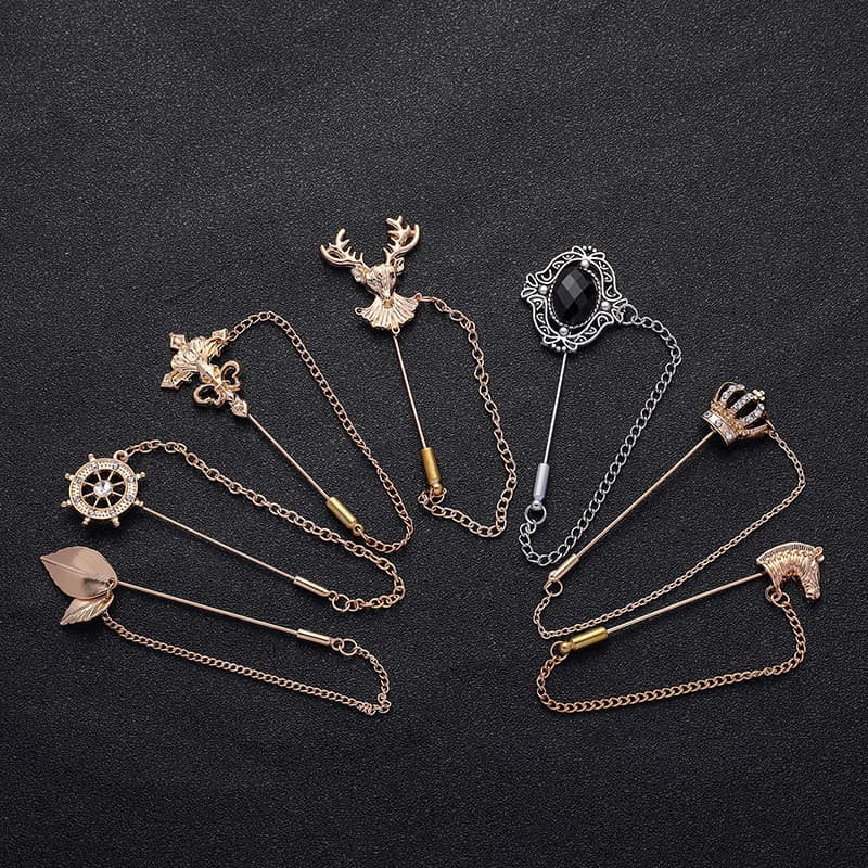 Broche De Coroa Masculino Unissex Linha Reta Acessórios De Terno