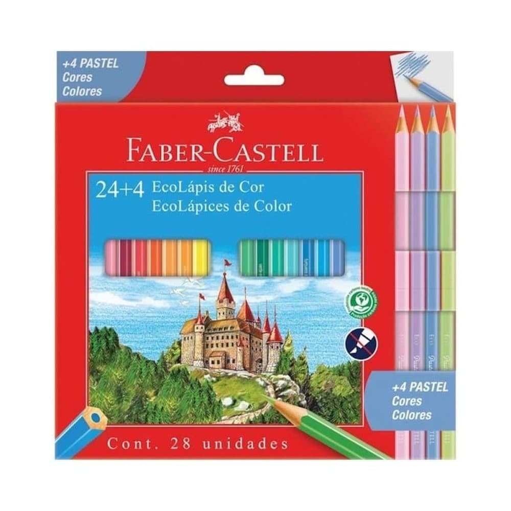 Lapis De Cor Faber-Castell 24 Cores + 4 Cores Pastel