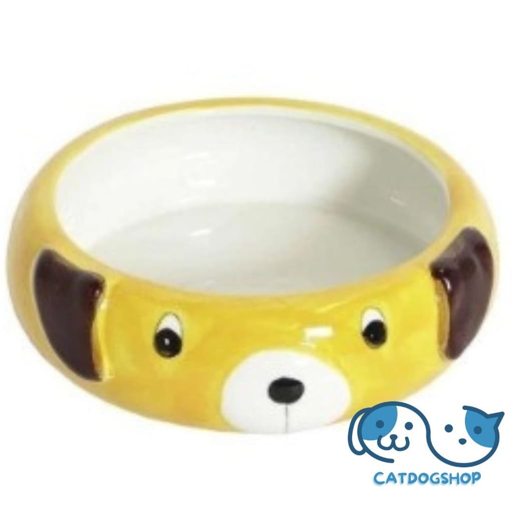 Comedouro Para Cães The Pets Brasil Porcelana Branco/Amarelo - 550mL