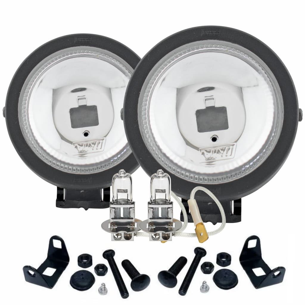 Par Farol Mini Milha C/Lampadas Redondo Longo Alcance Vidro - Mais Alcance Trilhas Off Road Estradas Iluminação