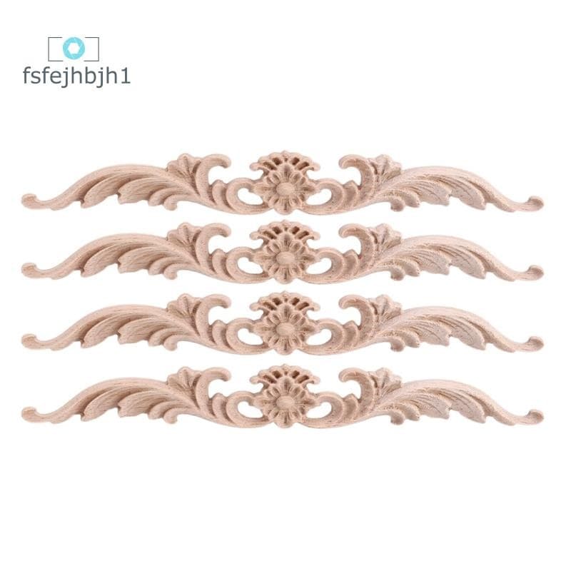 4 Peças Apliques E Onlays De Madeira , Onlay Esculpidos Em Decorativa DIY Sem Pintura Para Porta De Cama Armário Guarda-