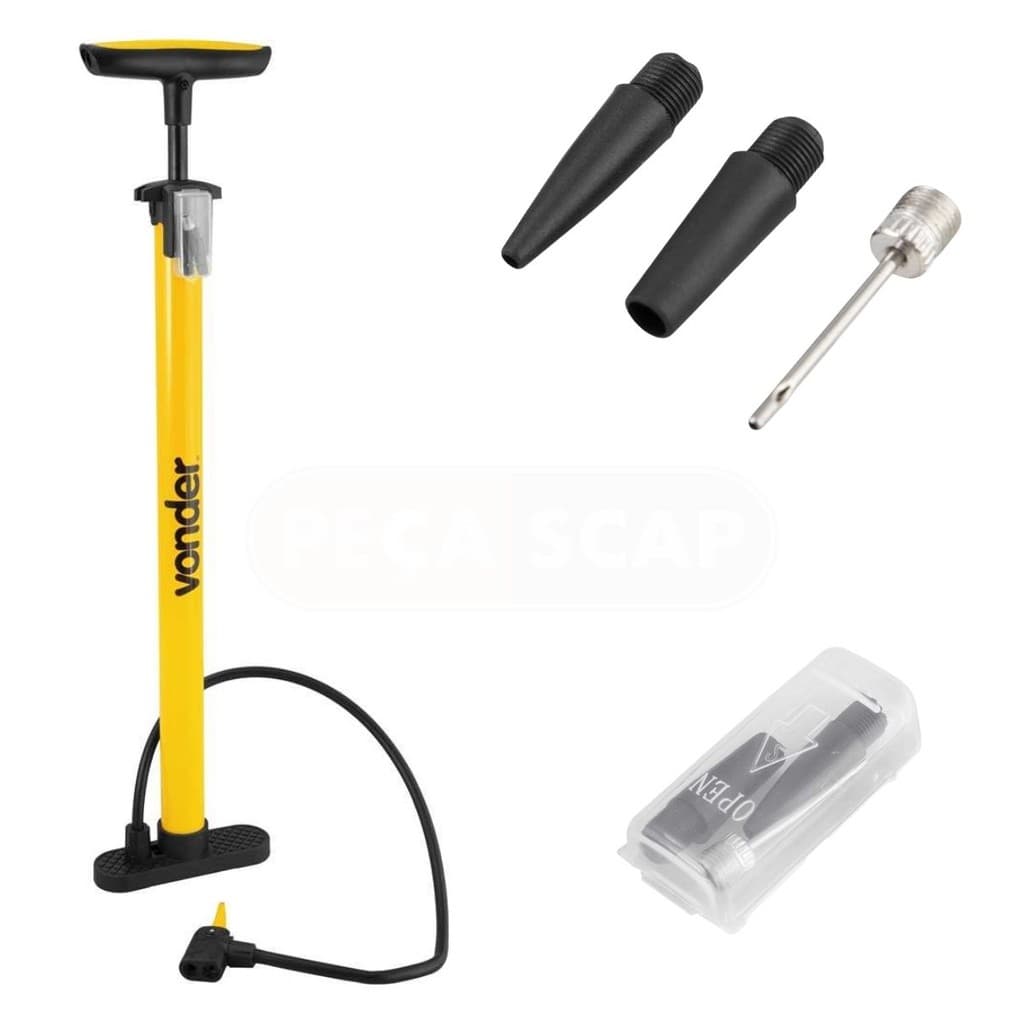 Bomba de Ar Universal P/ Encher Pneus, Carro, Bike com Bicos Adaptadores - Vonder