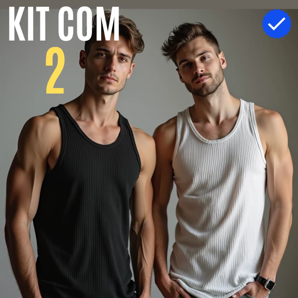 2 Regata Masculina Importada Americana Justa Canelada Elastano Ribana Academia