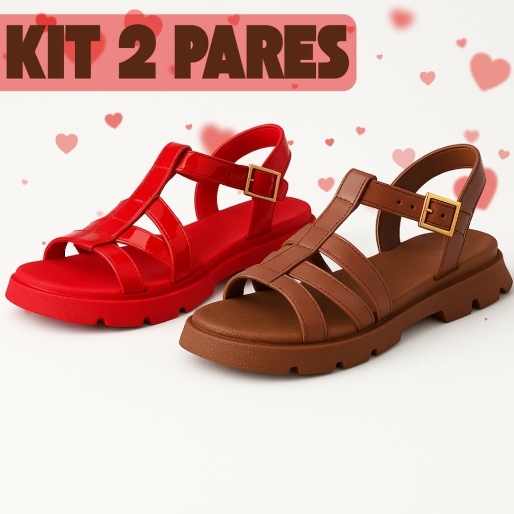 Kit 2 Pares Sandália Papete Feminina Tratorada Confortável para o Dia a Dia - Live