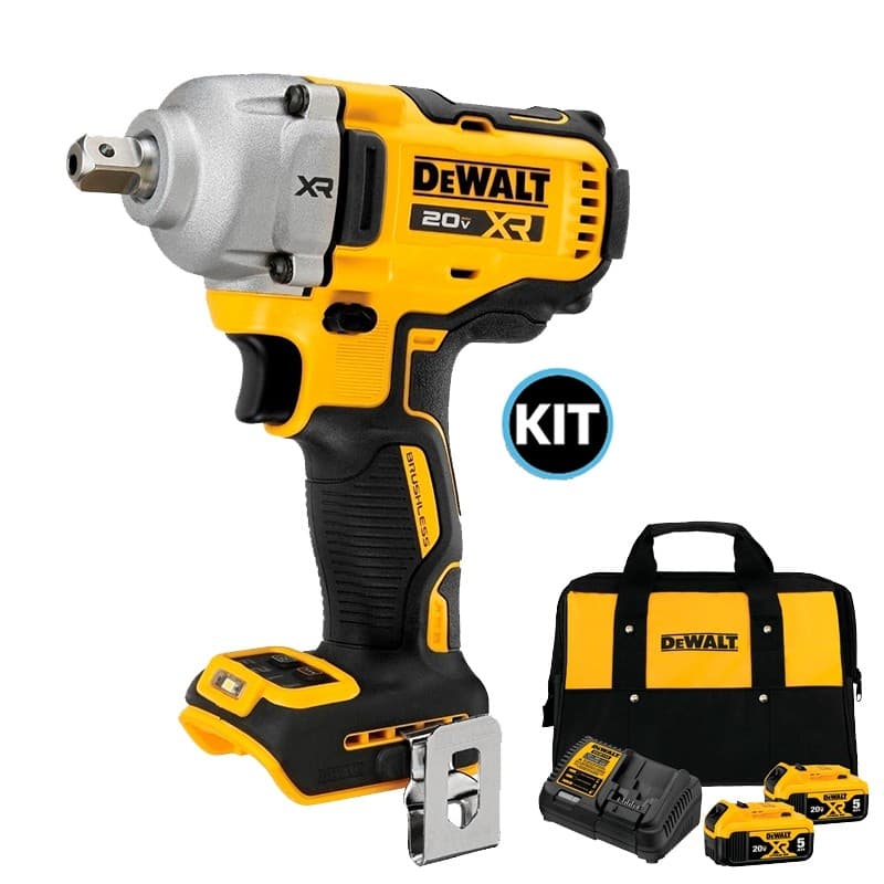 Kit Chave de Impacto 12" 20v Dewalt DCF892B-B3  02 Bateria de 5Ah 20V DCB205-B3  Carregador DCB115 Bivolt  Bolsa