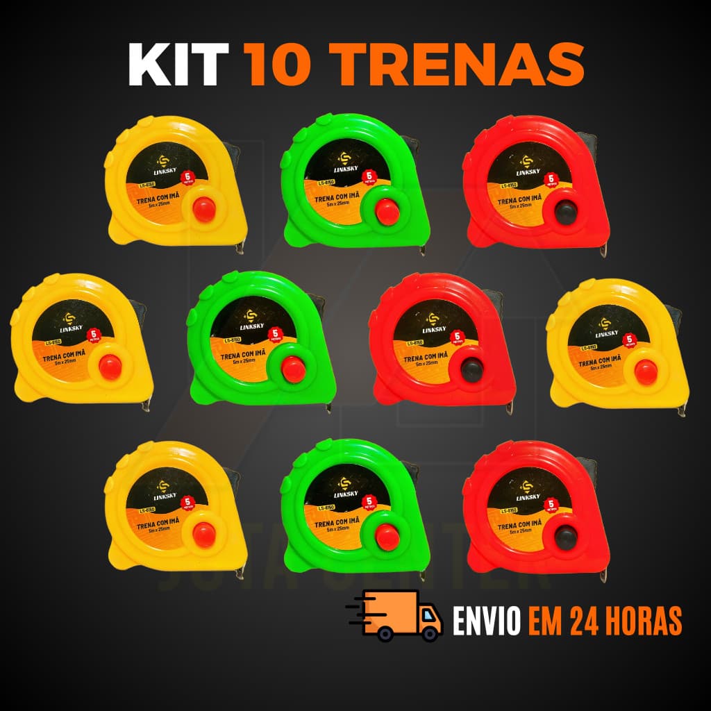 Kit Trena Métrica 5 Metros Profissional Com Trava Fita de Aço