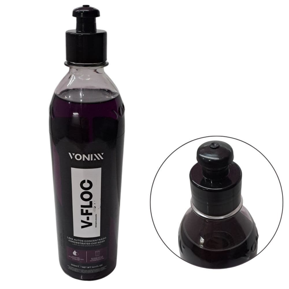 V-Floc 500ml Shampoo Concentrado para Lavagem Segura e Brilhante Protege a Pintura Remove Sujeiras