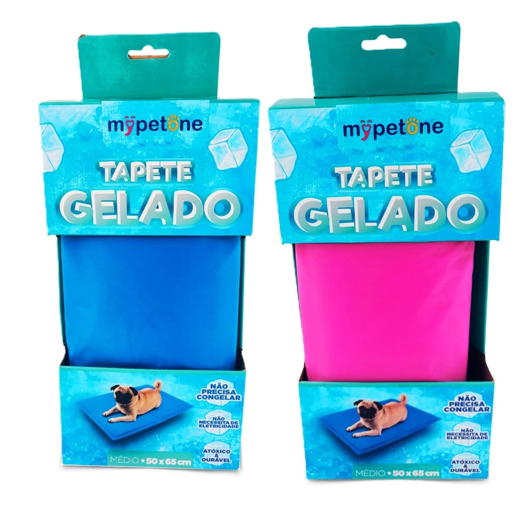 Kit 2 Tapete Gelado Médio Mypetone 65x50 para Cães - Rosa e Azul