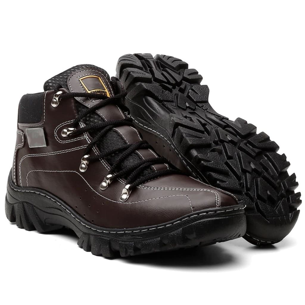 Bota Masculina Coturno Trilha Adventure Couro Macia e Leve Envio Rapido